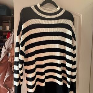 Philosophy Black and White Striped Sweater Top